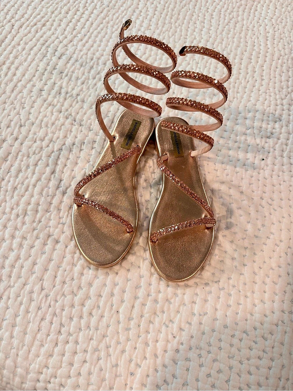 Mariella Fabiani Strappy Rhinestone Sandals in Rose Gold size 37